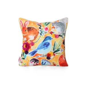 Teresa Modern Pillow Cover, Woodland Animals on Multicolor Floral