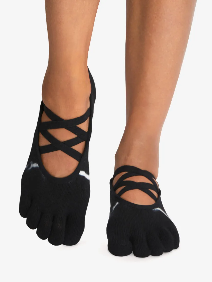 ToeSox Grip Full Toe Elle -  Black Tie Dye Stripe