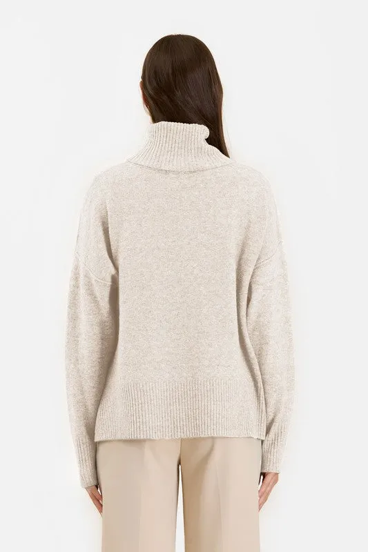 TORI TURTLENECK FRONT SEAM KNIT PULLOVER SWEATER