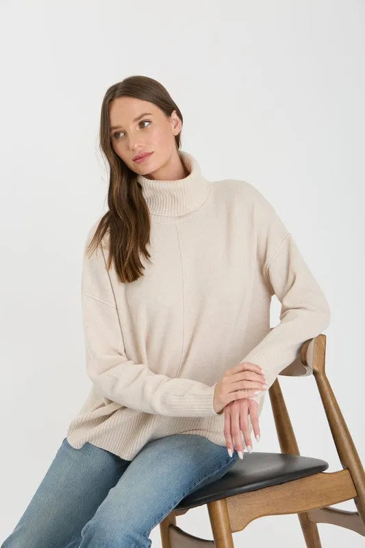 TORI TURTLENECK FRONT SEAM KNIT PULLOVER SWEATER