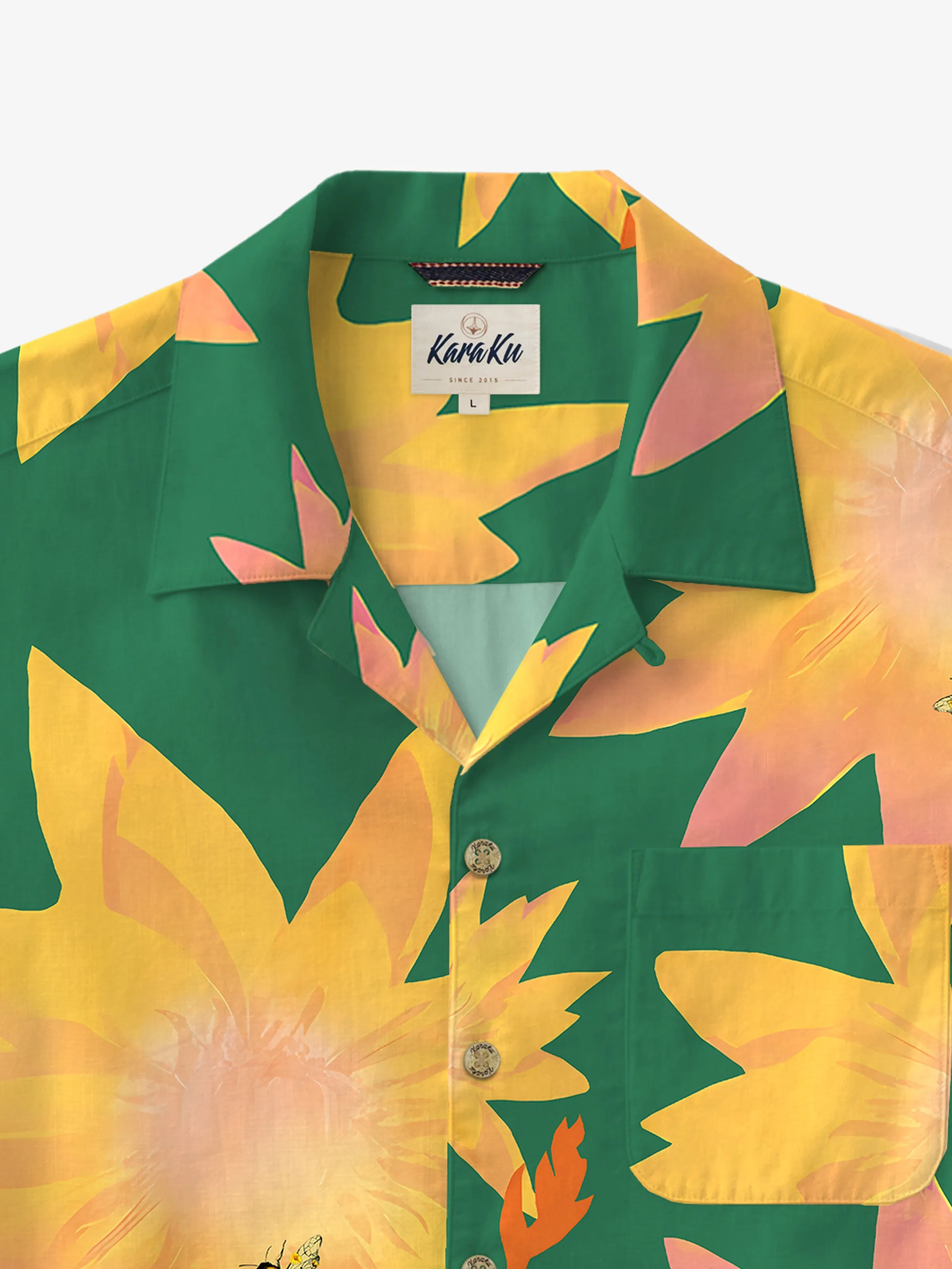 Tropical Floral & Bee Cotton Camp Shirt