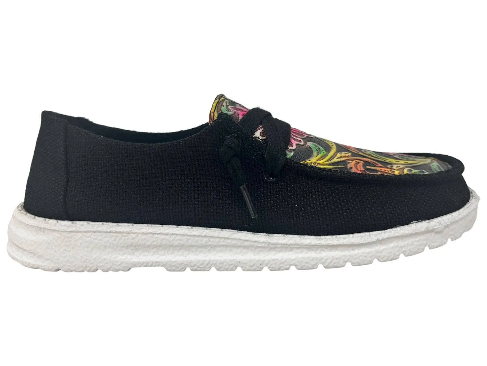 Tulip - Ladies Slip on Sneaker with bold floral accent