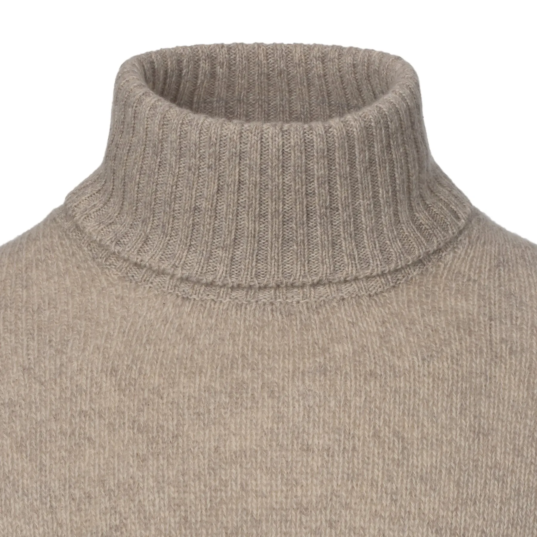 Turtleneck Knitted Cashmere Sweater in Beige