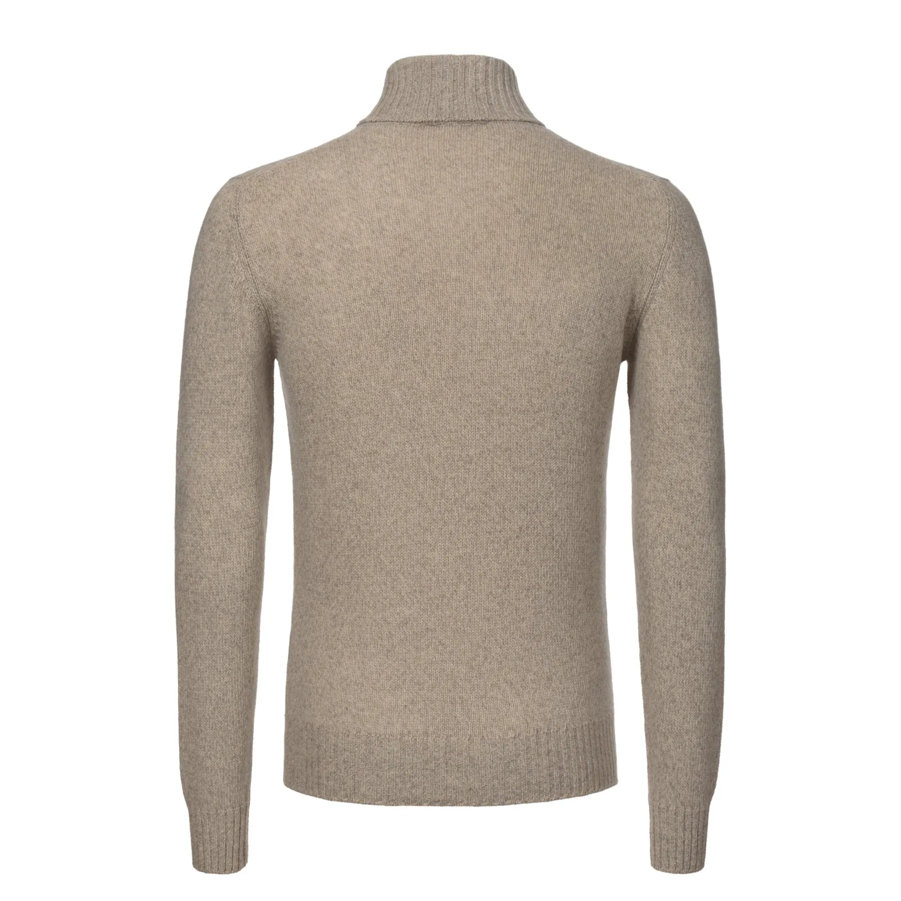 Turtleneck Knitted Cashmere Sweater in Beige