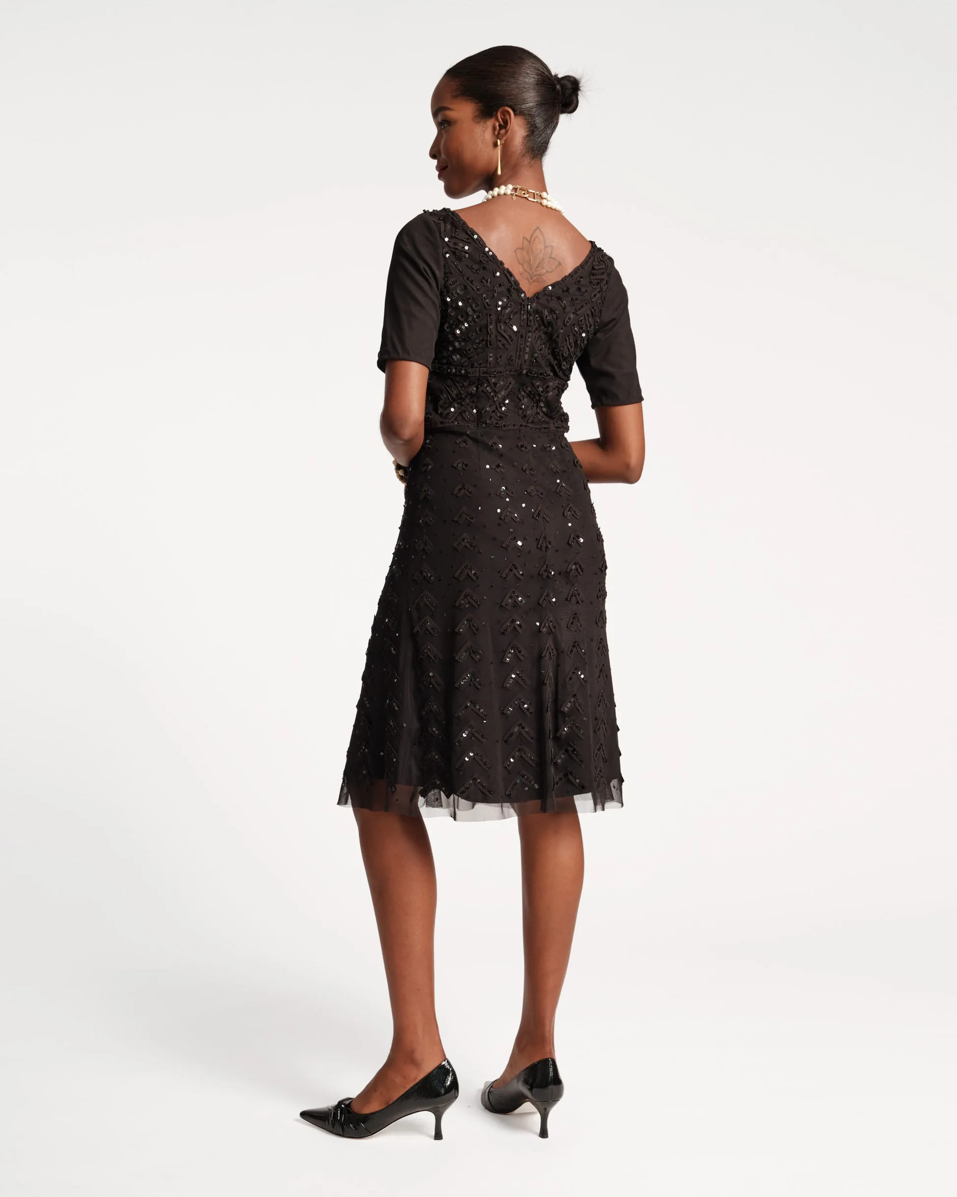 Valentina Sequin Dress Black