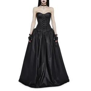 Vegan Leather Gothic Sleeveless Ball Gown For  Halloween