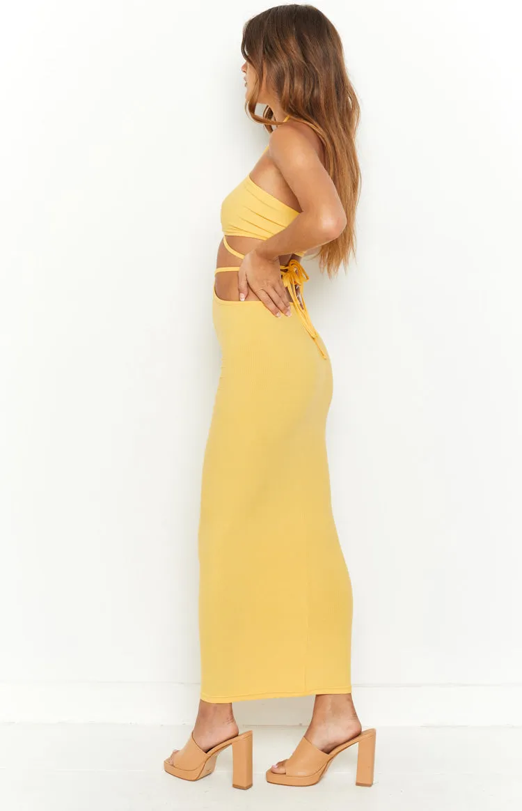 Whatever Your Mood Yellow Midi Dress