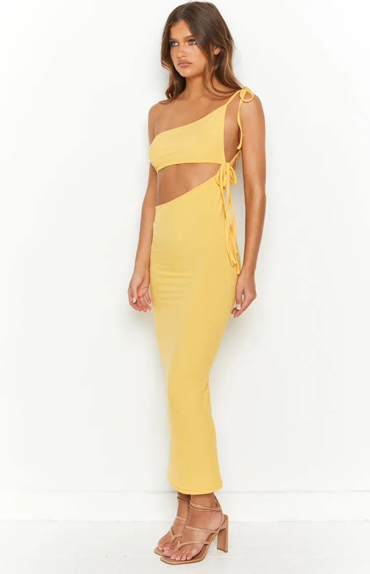 Whatever Your Mood Yellow Midi Dress