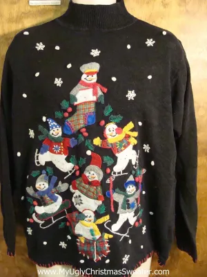 Winter Sports Snowmen Novelty Funny Christmas Sweater