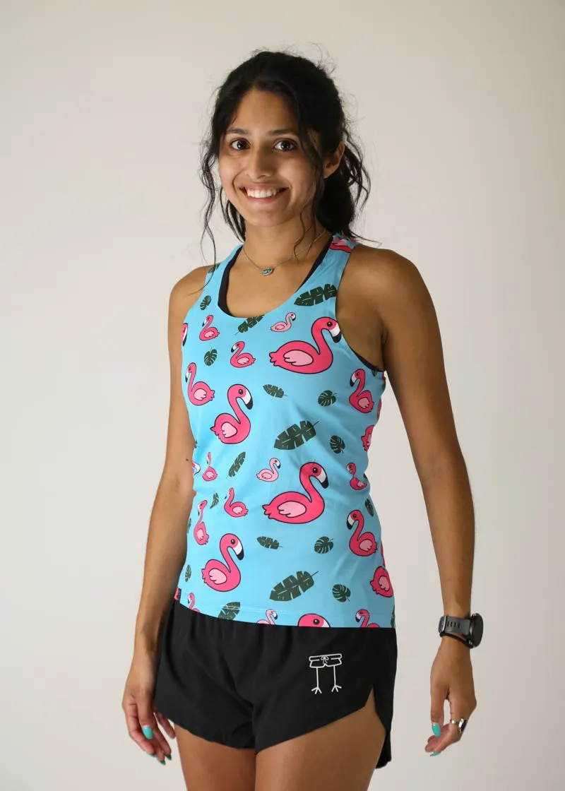 Women's Blue Flamingo Performance Singlet