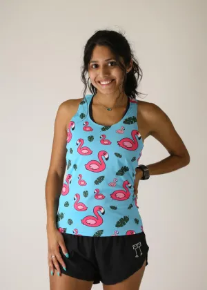 Women's Blue Flamingo Performance Singlet