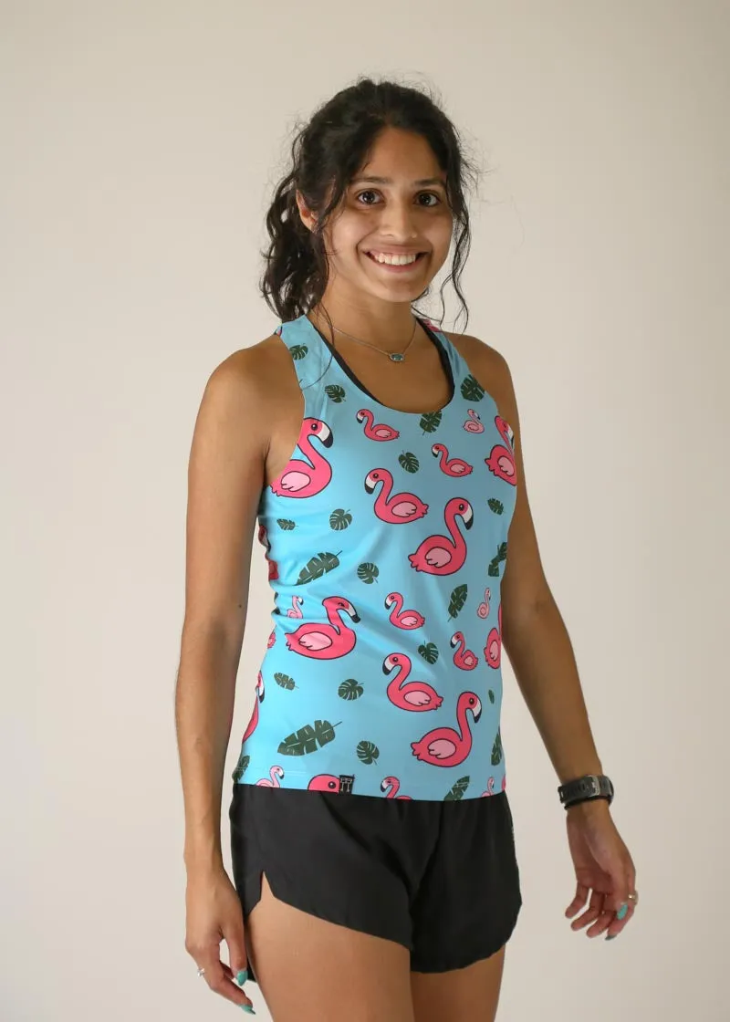 Women's Blue Flamingo Performance Singlet