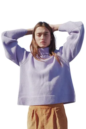 Wool/Cashmere Blend Turtleneck Sweater, Iris