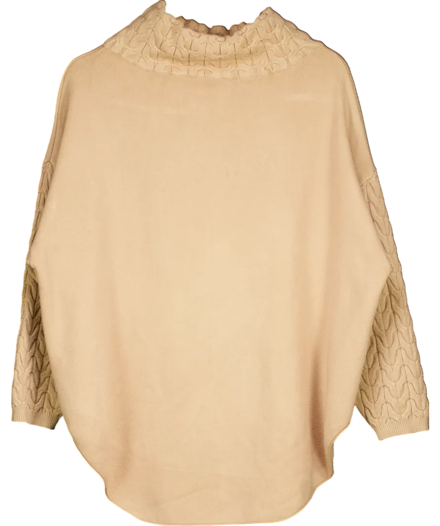 Y London Tanya – Cable Knit Turtleneck Sweater In Beige No Size