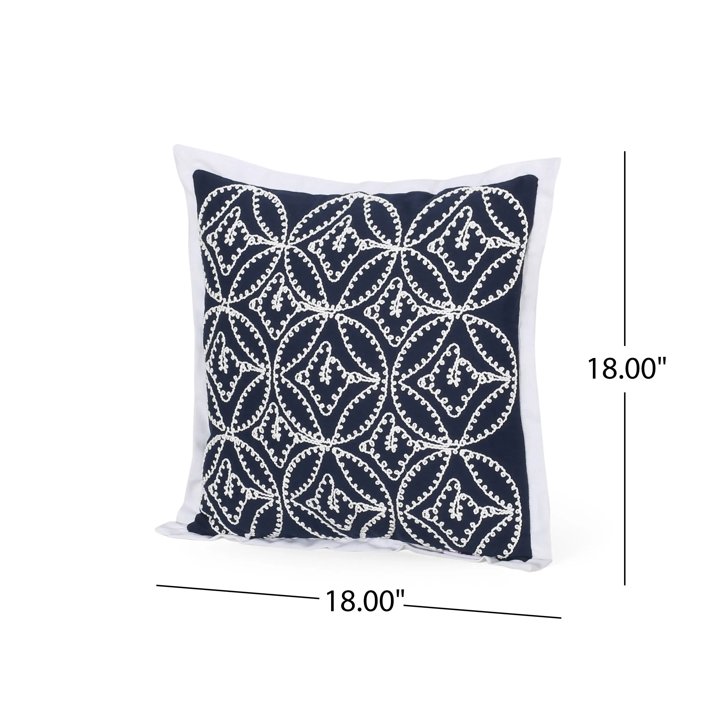 Yolanda Modern Fabric Throw Pillow Cover, Dark Blue and White