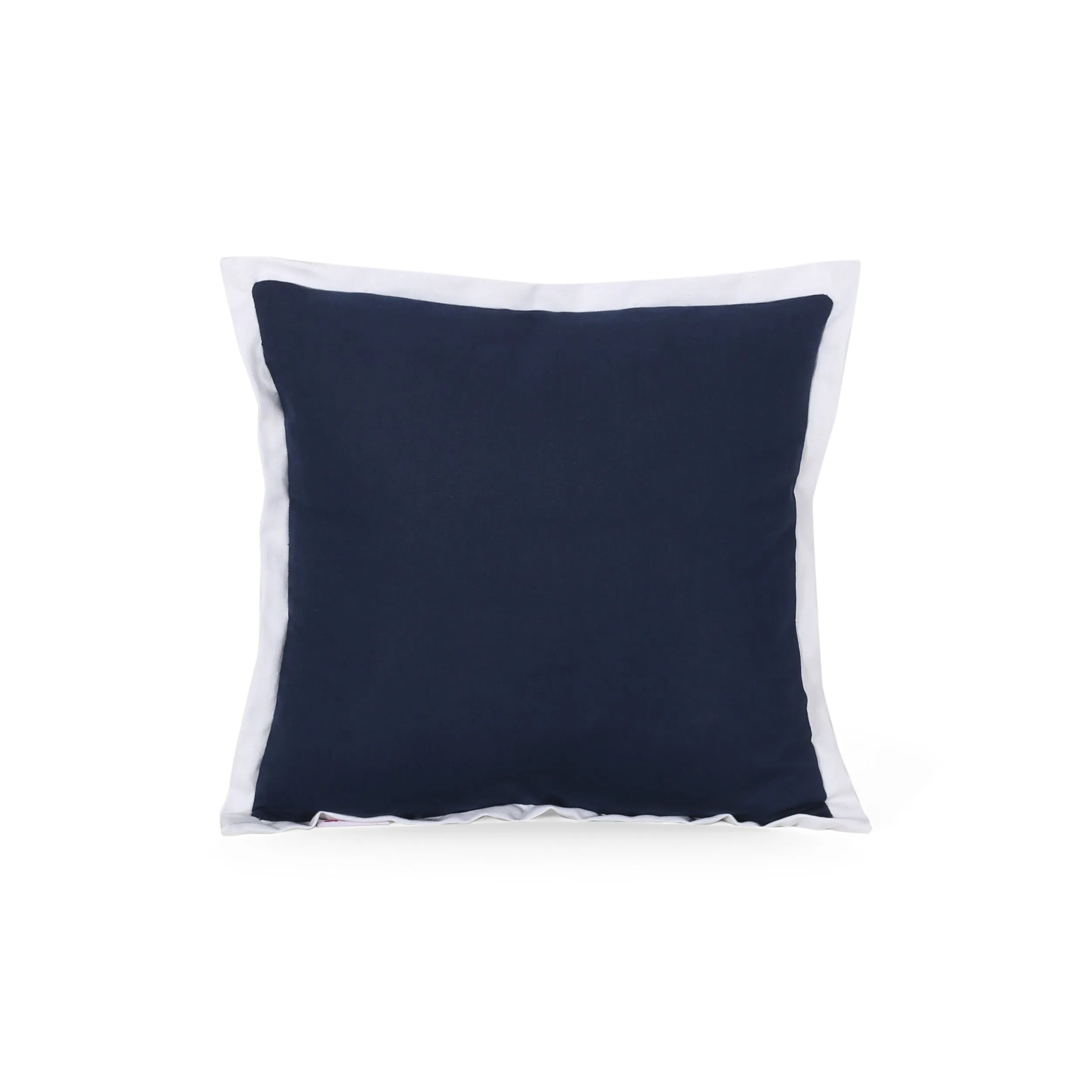 Yolanda Modern Fabric Throw Pillow Cover, Dark Blue and White