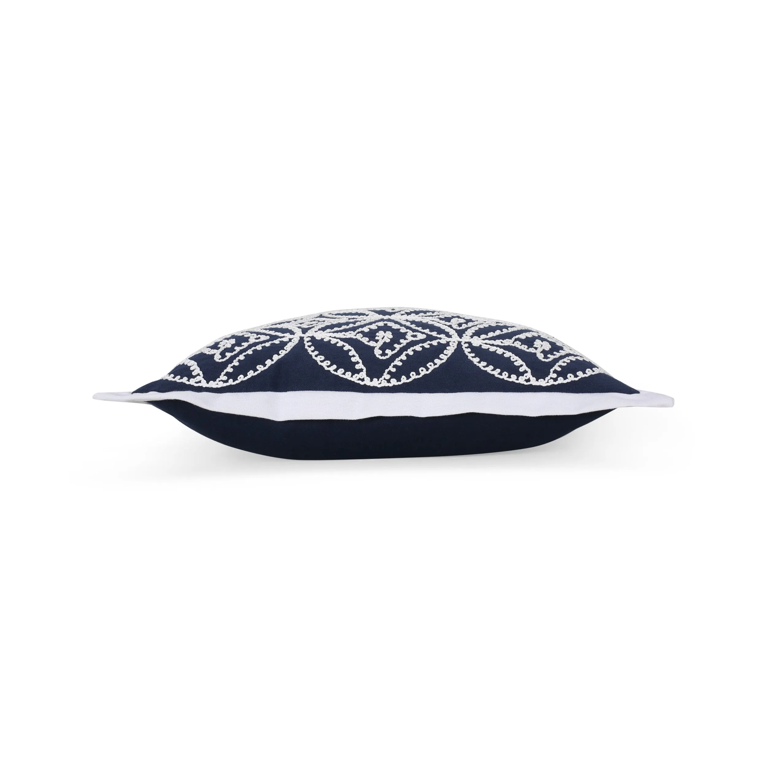 Yolanda Modern Fabric Throw Pillow Cover, Dark Blue and White