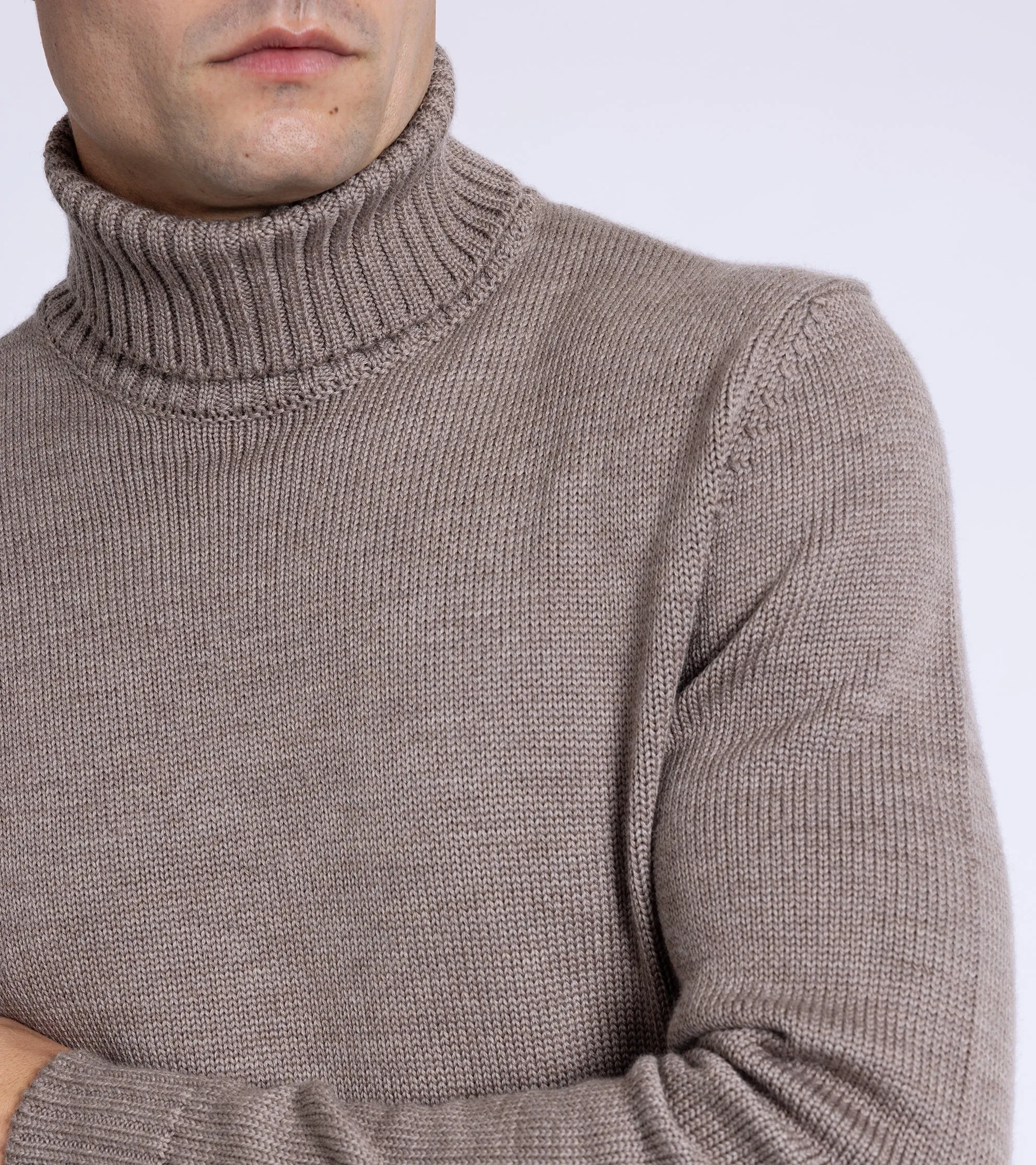 Zanone 5 Gauge Merino Roll Neck Sweater: Beige