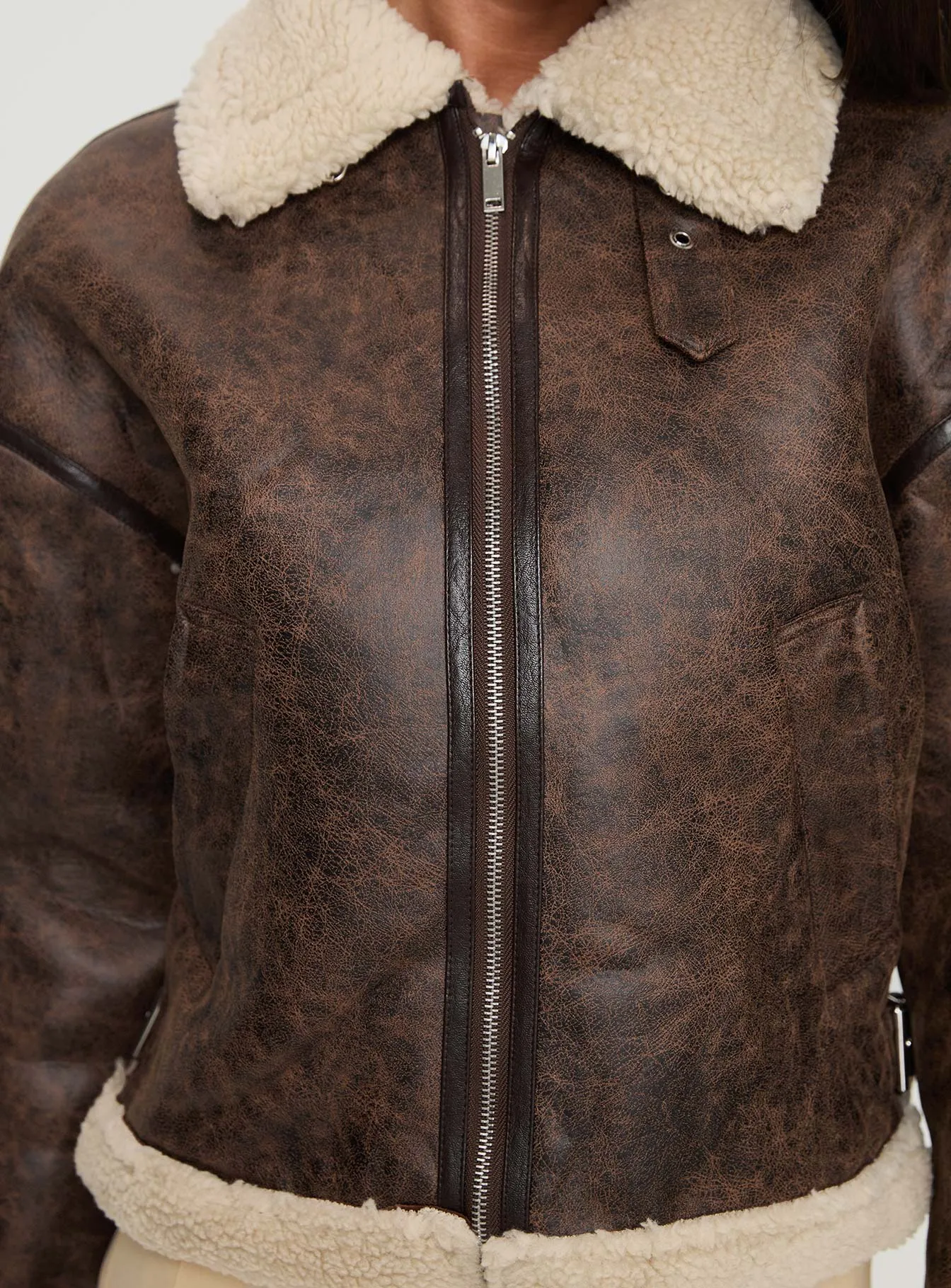 Zephyria Shearling Jacket Brown