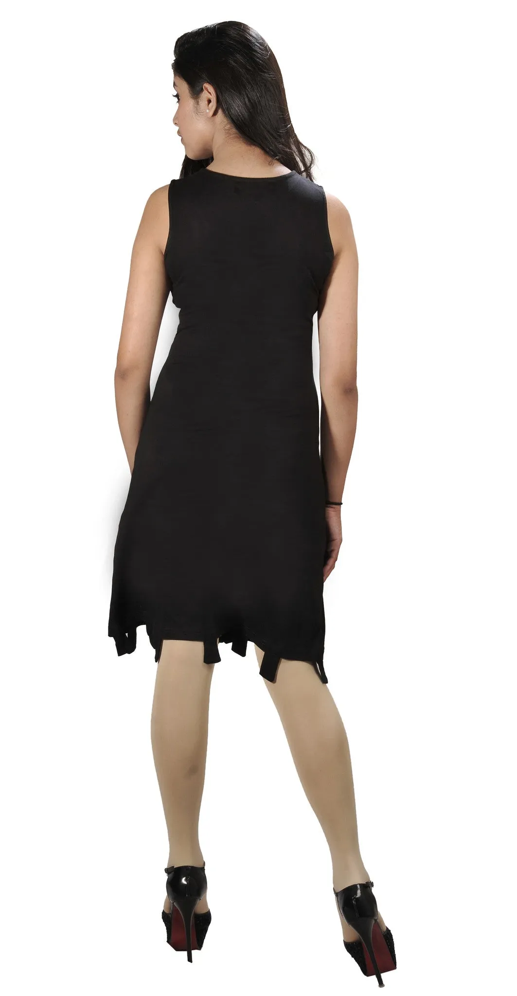 Zip Closure Black Sleeveless Dress.